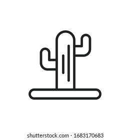Icono simple de línea de cactus. Pictograma de trazo. Ilustración vectorial aislada en un fondo blanco. Símbolo de calidad superior. Signo de vector para aplicaciones móviles y sitios web.