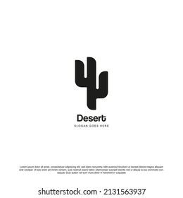 Simple cactus logo design badges vector
