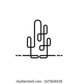 Simple cactus logo with outline style in black color