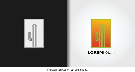 simple cactus logo set vector