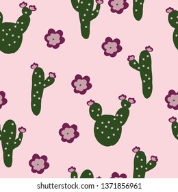 
A simple cactus pattern. Pink background, green cacti with pink flowers. The print is well suited for textiles, postcards,Wallpapers,packaging and banner.