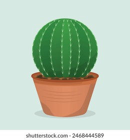 Simple cactus plant on the pot vector illustration