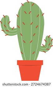 Ilustración vectorial de planta de cactus simple con Formas limpias y colores planos, ideal para la naturaleza, el desierto, la decoración del hogar y el uso de ilustración moderna.