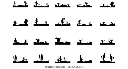 Coleção de design de silhueta de cacto simples