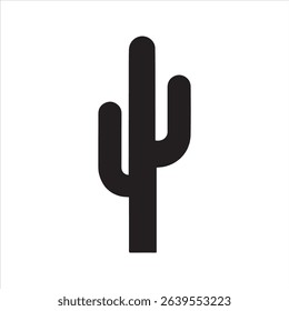 Simple Cactus Silhouette Vector Icon – Minimal Desert Plant Illustration	