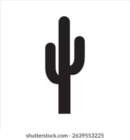 Simple Cactus Silhouette Vector Icon – Minimal Desert Plant Illustration	