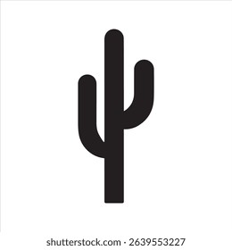 Simple Cactus Silhouette Vector Icon – Minimal Desert Plant Illustration	