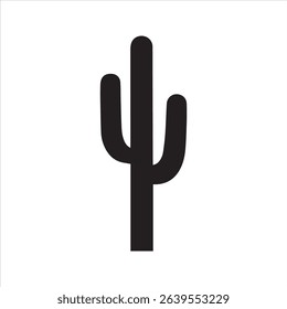 Simple Cactus Silhouette Vector Icon – Minimal Desert Plant Illustration	