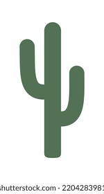 Simple Cactus Vector Illustration Isolated On White Background. Abstract Desert Symbol. Flat Style Icon In Green Color