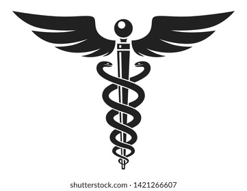 Simple Caduceus Vector Sign On White Stock Vector (Royalty Free ...