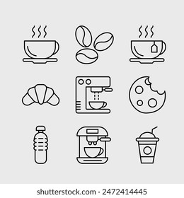 Einfache Cafe Getränke Icons Set