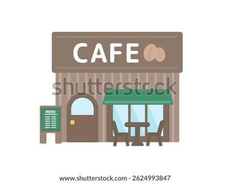 Simple cafe building illustration material