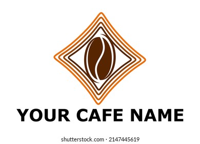 simple cafe logo with coffee bean icon