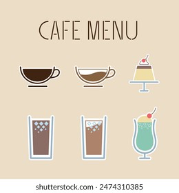 
Simple cafe menu icon set