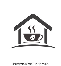 Simple cafe sign vector illustration with simple black and white design suitable for logo template too