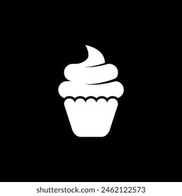 Simple cake icon, cupcake logo, cupcake black vector.