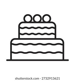 Diseño simple del icono de la torta, símbolo de la torta aislado en el fondo blanco, icono de la torta de cumpleaños..eps