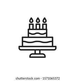 Simple cake icon. Stroke pictogram. Vector illustration isolated on a white background. Premium quality symbol. Vector sign for mobile app and web sites.