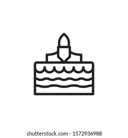 Simple cake icon. Stroke pictogram. Vector illustration isolated on a white background. Premium quality symbol. Vector sign for mobile app and web sites.