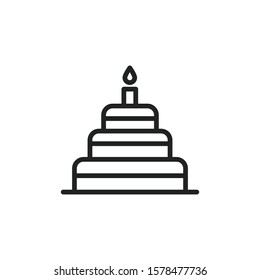 Simple cake icon. Stroke pictogram. Vector illustration isolated on a white background. Premium quality symbol. Vector sign for mobile app and web sites.