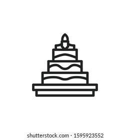 Simple cake icon. Stroke pictogram. Vector illustration isolated on a white background. Premium quality symbol. Vector sign for mobile app and web sites.
