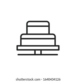 Simple cake icon. Stroke pictogram. Vector illustration isolated on a white background. Premium quality symbol. Vector sign for mobile app and web sites.