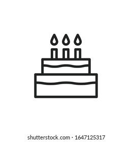 Simple cake icon. Stroke pictogram. Vector illustration isolated on a white background. Premium quality symbol. Vector sign for mobile app and web sites.