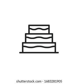 Simple cake icon. Stroke pictogram. Vector illustration isolated on a white background. Premium quality symbol. Vector sign for mobile app and web sites.
