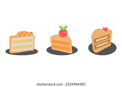 Simple cake illustration design set