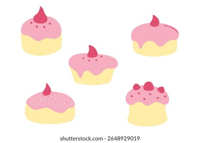Conjunto de design de ilustração de bolo simples
