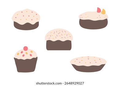Conjunto de diseño de ilustración de pastel simple