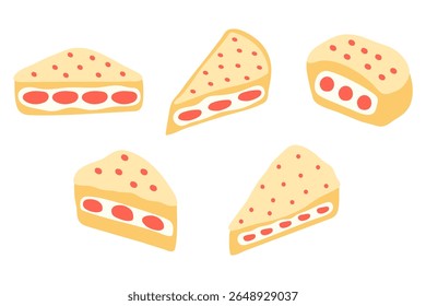 Conjunto de diseño de ilustración de pastel simple