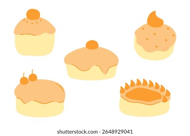 Conjunto de design de ilustração de bolo simples