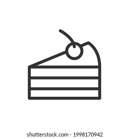 Icône simple ligne de gâteau. Symbole Premium en style trait. Icône création de gâteau. Illustration vectorielle.