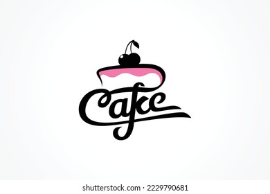 simple cake logo with a combination of a cake with cherries on top.