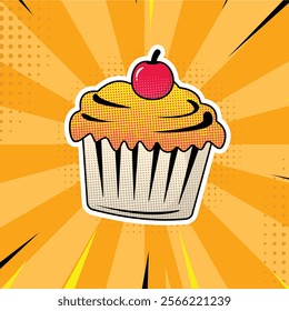 Simple cake pop art comic icon illustration