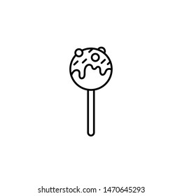 Simple cake pops icon, confectionery black sign, flat line stroke symbol pictogram isolated on white background for bakery, candy shop, mobile app, pictogram, logo, infographics, social media element