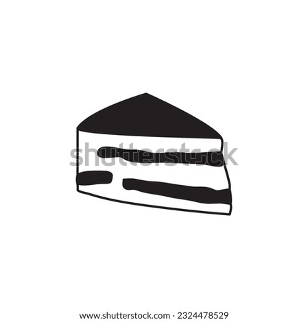 Simple cake related icon, thin vector icon, black and white, Coffee cake vector illustration, filled design icon.