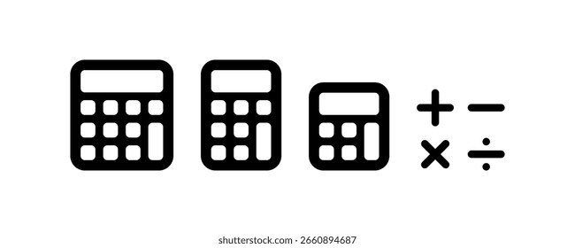 Simple calculator black icon isolated on white background.