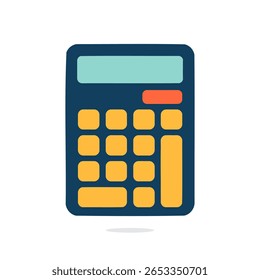 Design de calculadora simples com botões amarelos e uma tela verde.