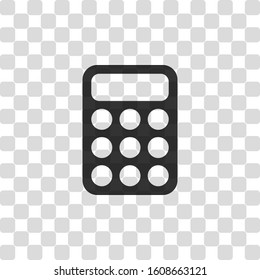 simple calculator icon. Black symbol on transparency grid