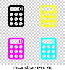 simple calculator icon. Colored set of cmyk icons on transparent