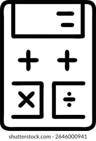 Um ícone simples de uma calculadora que apresenta operações matemáticas básicas. Perfeito para necessidades financeiras, educacionais e de cálculo geral.
