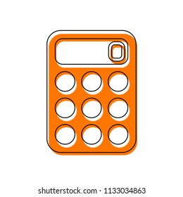 simple calculator icon. Isolated icon consisting of black thin contour and orange moved filling on different layers. White background