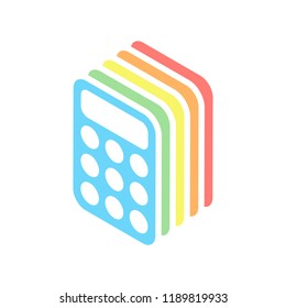 simple calculator icon. Stack of colorful isometric icons on white background