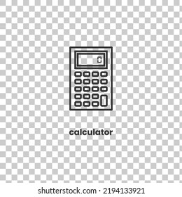 Simple Calculator Icon. Stroke Pictogram. Vector Illustration Isolated On A Transparent Background PNG. Premium Quality Symbol. Vector Sign For Mobile App And Web Sites.