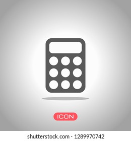 simple calculator icon. Icon under spotlight. Gray background