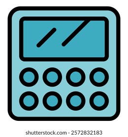 Simple calculator with round buttons and empty screen, representing accounting, finance, mathematics, and calculations