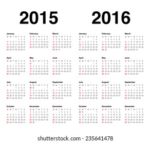 Simple Calendar 15 16 Stock Vector Royalty Free