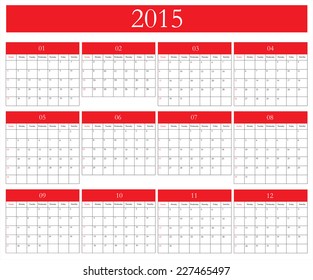 Simple calendar 2015.Planning calendar.Vector illustration. 